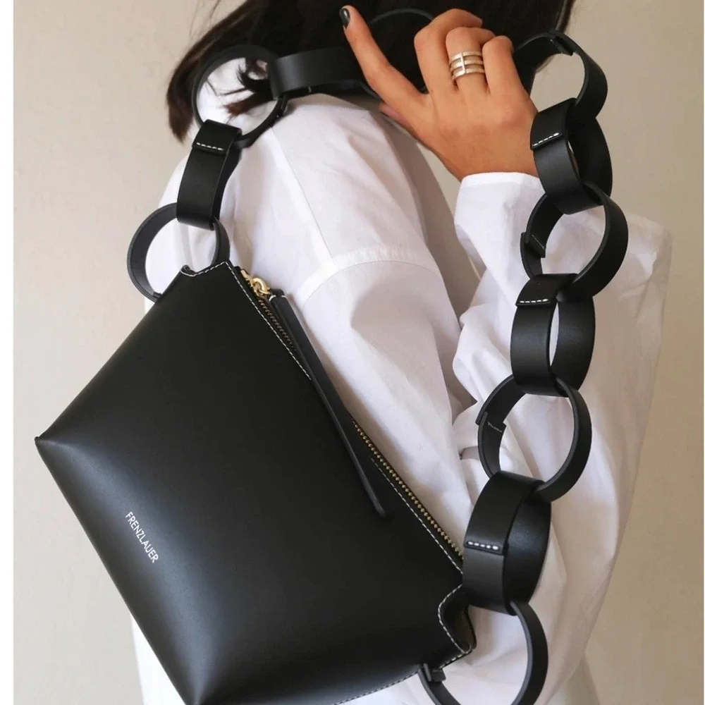 Frenzlauer Bowl Black Leather Shoulder Bag - Picture 1 of 10